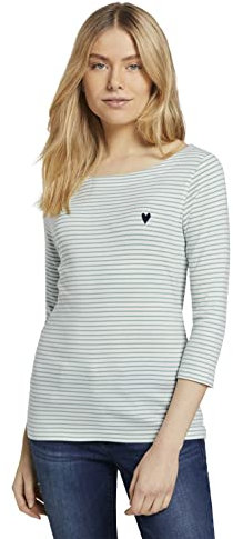 TOM TAILOR Damen Longsleeve mit Herz-Stickerei auf der Brust
