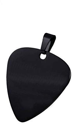 BlackAmazement Anhänger 316L Edelstahl Plektrum Plektron Gitarre Plättchen 500mm Lederband Halskette Silber Rose Gold Blau Schwarz Damen Herren (Schwarz mit Kette)