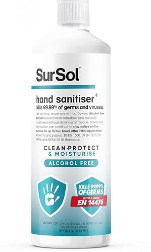 SurSol Alcohol- Hand Sanitiser Spray CLEAN+PROTECT it Kills 99.99 Bacteria Germs & Viruses 1Lit