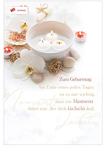 KE - Duftende Geburtstagskarte im DIN B6 Format, inklusive Umschlag - Geschenk für besondere Anlässe - Motiv: Kerzen