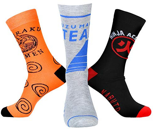 Naruto Shippuden Collection Herren Ichiraku Ramen Ninja Academy 3 Paar Mid-Calf Crew Socken