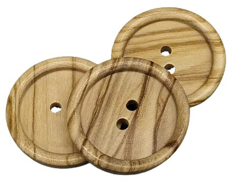 BOTIBOTON - 50 Olivenholzknöpfe - 2 Löcher - Verschiedene Größen (10, 12, 15, 18, 20 und 25 mm) - Nähzubehör - Hergestellt und versandt aus SPANIEN (25 mm)