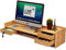 Monitorständer mit 2 Etagen und Ablagefach und abschließbarer Schublade, Computer-/PC-Monitorerhöhung, Büro-Organizer, Regal, Laptop-Erhöhung, Holz