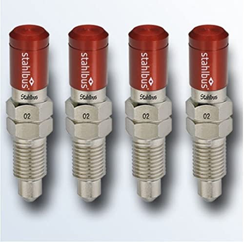 4X stahlbus Schnell-Entlüfterschraube Entlüftungsventil 3/8 Zoll-24UNFx16 + Alukappen Rot