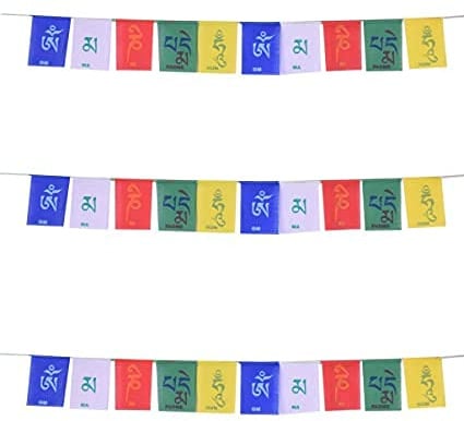 SEJAL SPECIAL Tibetan Buddhist Prayer Flag, Laddakh Prayer Flags, Prayer Flags for Motorbike, Car, Cycle, Home (75cm each Pack of 3 )