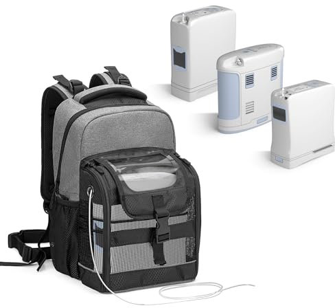 Trunab Porte Oxygene Concentrator Médical Sac à Dos, Sac pour Concentrateur Oxygene Machine Portable Compatible avec SimplyGo Mini, Inogen One, Caire Freestyle Comfort, Oxygo, Gris