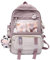 QOCO Rucksack mit Kawaii-Anhänger und Zubehör Niedliche Schüler-Büchertasche Schöner Reise Harajuku Schultasche für Teenager-Mädchen 43*30*13cm