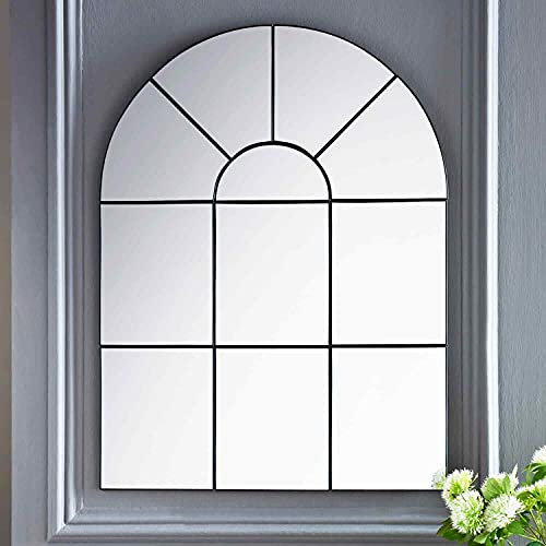 DEENZ Enchanted Black Arched Window Mirror Large Black Window Style Wall Mirror 80X60