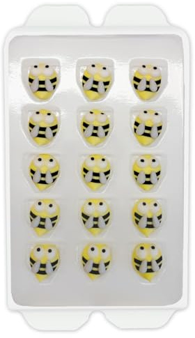 Zuckerdekoration Bienen, 15 Stück, ca. 20 mm, essbar | LEBKUCHEN WELT Zuckerdekoration Zuckerdeko Kuchendekoration - Kuchen & Torten verzieren - Backzubehör – Tortendeko, essbar