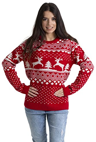 BlauerHafen Damen Weihnachten Jumper Lange Ärmel Knit Rundhals Crew Christmas Xmas Sweater