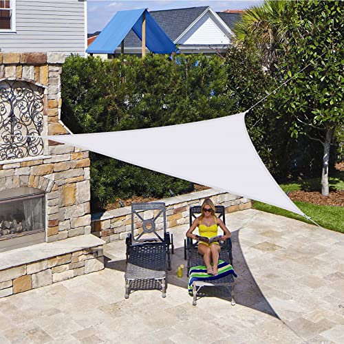 Toldo Vela Impermeable Exterior Terraza, Triangular Rectángulo 3x4x5m, Toldos Velas de Sombra para Patio Jardin, Tela Oxford Resistente, 95% Protección Rayos UV, para Jardim Pérgola - Blanco