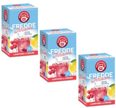 Pompadour 1913 | Fredde Infusioni Lampone e Limone | Bustine Infuso Acqua Fredda - 54 Bustine di Tè (135 Gr) | Tisana Fredda | Tè Freddo Limone & Lampone