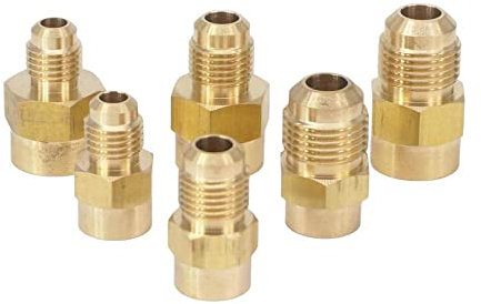 OTANA Filetage ¨¦Vas¨¦ 7/16quot;?5/8?1/2?UNF Male x 1/8quot;?1/4?3/8?Adaptateurs de raccord de Tuyau NPT Femelle en Laiton SAE 45 degr¨¦s, Jaune Bronze