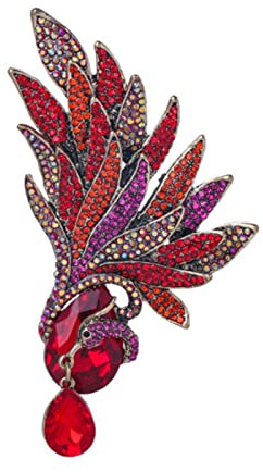 MAYIYAHO Grandes Broches de Plumes de Luxe pour Femmes Unisexe 3 Couleurs Strass beauté Fleur fête Bureau Broche Broches Cadeaux