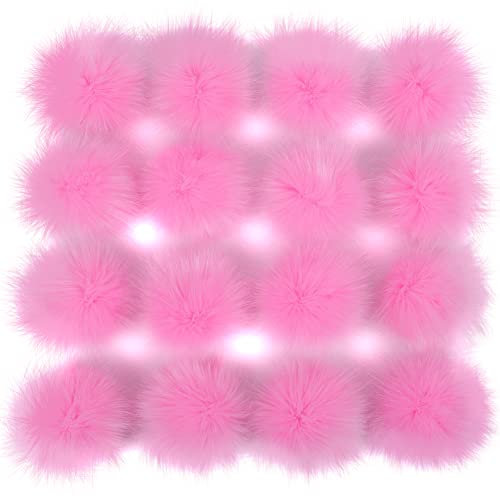 16 Stück Fellbommel Kunstfell Pompon, 10cm-11cm Flauschige Pom Poms Bälle Klein Fellbommel für Mützen Bommel Weiche Kunstpelz Pompom für Hüte Schuhe Schals Strickmütze Bommel Dekoration
