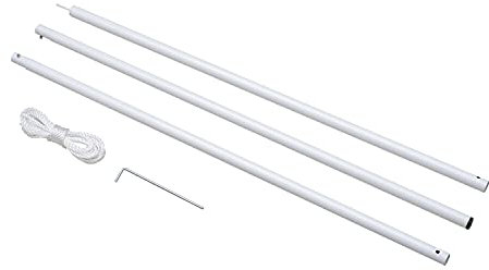 Outsunny Mât de Fixation pour Voile d'ombrage Tige pour Voile d'ombrage 3 Sections Amovibles Hauteur réglable, Accessoires fournis Ø 2,5 cm x 3H m Métal Blanc