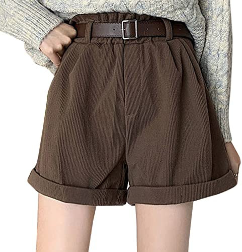 QWUVEDS Pole Dance Shorts Outfit Die weiche Plismatische Super Pouch lässige Kurze Hosentasche Hosen Women 's Corduroy Herrlicher Shorts Damen