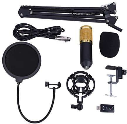 Ejoyous BM800 Profi Studio Kondensator Mikrofon Set, Kondensatormikrofon USB Adapter Mikrofon Set, für Studioaufnahme Broadcast YouTube Live Stream Neue BM800 Version