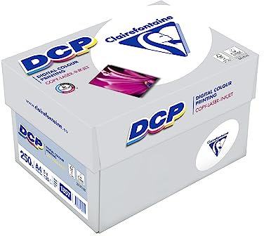 Clairefontaine 1857SC - Karton mit 5 Ries Druckerpapier / Kopierpapier DCP, extraweiß, DIN A4, 250g, 125 Blatt x 5, Weiß, 1 Karton