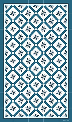 DobleUve Estudio Tapis Vinyle 24 | Bleu | 65x140 cm | Tapis Cuisine | Tapis de Salon Antidérapant Antifongique Ignifuge | Tapis Enfants | Tapis Bain PVC | Tapis PVC