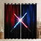 Neonlicht Lichtschwert Fenster Vorhang Geometrisch Rot Blau Abstrakte Ombre Vorhänge Kinder Erwachsenenzimmer Dekor Videospiele Fenster Vorhang Mode Schwarze Fenster Vorhänge,2 Platten,XXL Größe