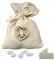 Regalami. Shop 10 Beutel aus elfenbeinfarbenem Stoff mit Etiketten, Dragees und personalisierbarer Karte 10 x 11 cm (10 x 11 cm, Konfirmation, 10 Stück)