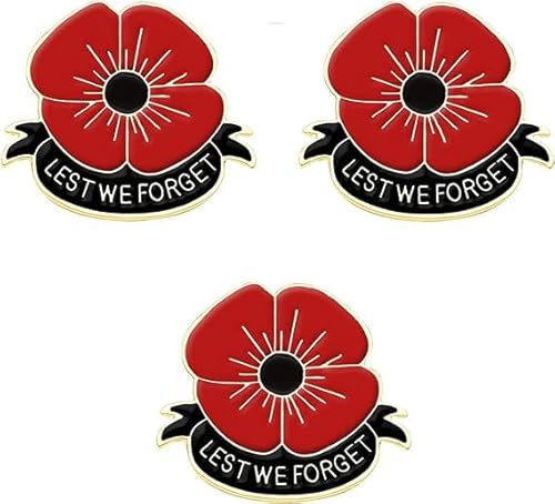 Gehanico Rote Mohnblumen-Revers-Brosche 'Lest We Forget', Emaille, Anstecknadel
