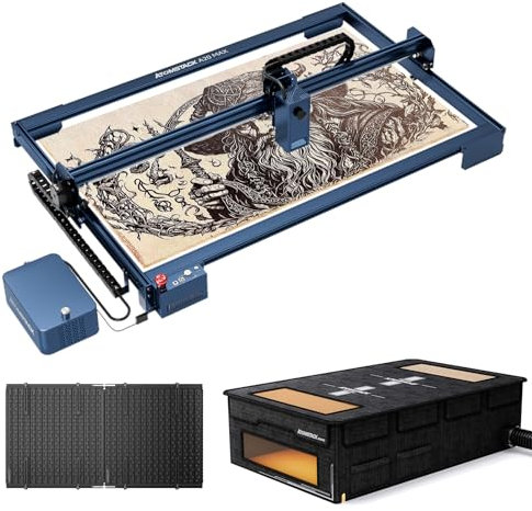 ATOMSTACK A20 MAX Laser Graviermaschine mit FB2 Plus Schutzbox, F3 Plus Matrix-Arbeitstisch - 20W Ausgangsleistung Dual Laser Schneidemaschine Lasergravierer für Holz/Glas/Metall/Holz