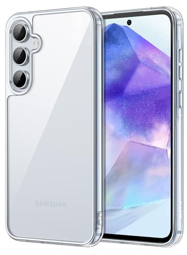 JETech Cover per Samsung Galaxy A55 5G, Anti Ingiallimento Protezione Custodia con Antiurto, Anti-Graffio e Retro Rigida in PC (Trasparente)