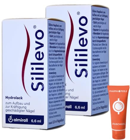 Sililevo Hydrolack 2x 6,6 ml I Aufbau und Kräftigung geschädigter Nägel I Medizinischer Nagelstärker I Nagelspliss, Nagelbruch, Nagelpsoriasis I Spar-Set plus Pharma Perle