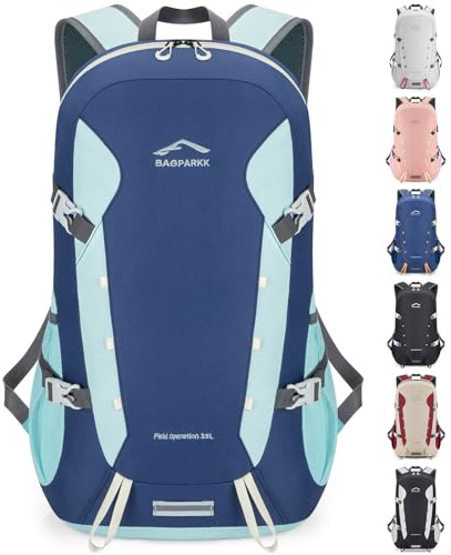 BAGPARKK 35L Lightweight Packable Travel Hiking Backpack Daypack,Water Resistant Camping Daypack (Navy-Blue（35L）)