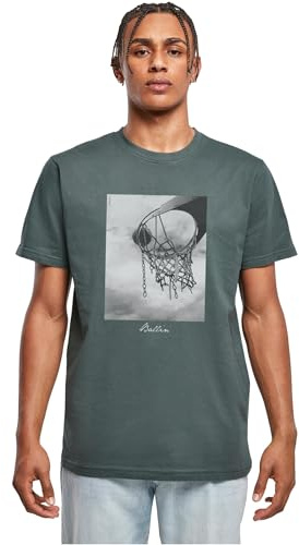 Mister Tee Herren T-Shirt Ballin 2.0 Tee, T-Shirt mit Fotoprint für Männer, Regular Fit, Streetwear, Bottlegreen, L