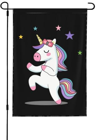 Lustige Einhorn-Flagge zum Tanzen und Ballett, doppelseitig, bedruckt, für Haus, Rasen, zum Aufhängen, Dekoration, Hofbanner, Urlaub, Willkommensflaggen, für drinnen und draußen, 100 x 70 cm
