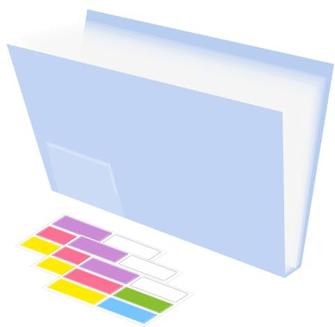 TANCUDER A4 Präsentationsmappe Mit Klarsichthüllen, 100 Taschen Sichtbuch, Blau Schnellhefter, Projektordner Mit 120 Etiketten für Reisen, Konferenzen, Präsentationen