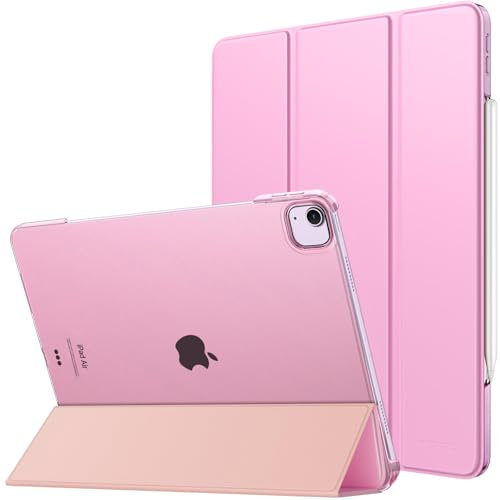 MoKo Custodia per iPad Air 13 Pollici (M3 2025/M2 2024)/ iPad PRO 12,9 (6a/5a Gen. 2022/2021), Cover Sottile con Retro in PC Rigido Traslucido, Supporta Pencil Pro/2a/USB-C, Fiore Rosa