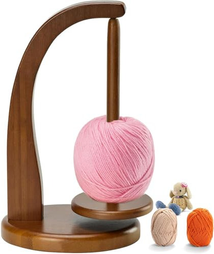 Wollabwickler, Wollhaspel Rotierender Magnetischer Holz Wollknäuelhalter, Garnrollenhalter Wollabwickler Wollhalter Wolle aufwickler für Häkel- und Strickzubehör-Oma, Muttertag Geschenk