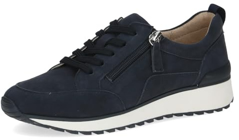 CAPRICE Damen Sneaker flach aus Leder mit Reißverschluss, Blau (Ocean Suede), 42 EU