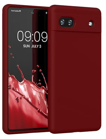 kwmobile Handyhülle für Google Pixel 6a Hülle, für Pixel 6a Case - Hülle Silikon - kabelloses Laden - Rhabarber Rot