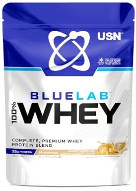 USN BlueLab Whey Protein Powder I White Choc Cookie I 476g - 14 Servings | 25g Isolate Blend | 131kcal | 5.8g BCAAs | Soy-Free | Low Carb & Fat | Easy Digestion | Post-Workout | Lean Muscle Growth