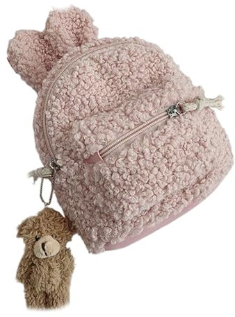 WUUISDNX Smooth Bunny Rucksack für Kinder, leicht zu öffnen und zu organisieren, weich und angenehm zu berühren, integriertes PU Futter und Hand, Rosa