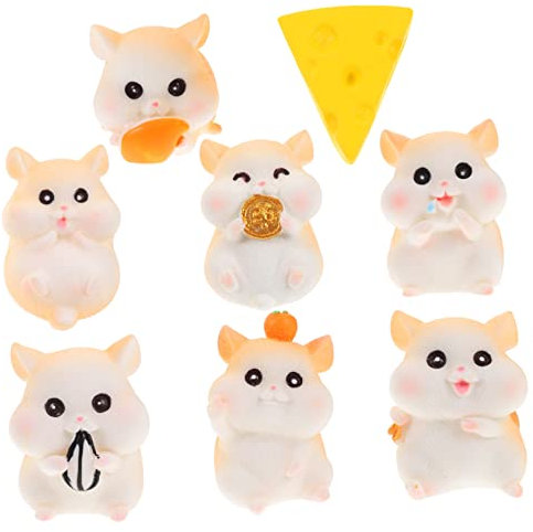 Milisten Mini-käsehamster-Figuren-Set Aus Kunstharz 8-teilig Künstliches Hamsterspielzeug Für Geburtstagsdekorationen Kleintierdekorationen Für Zuhause Büro Auto