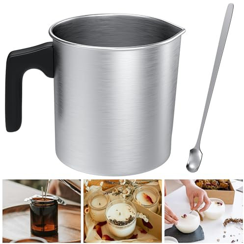 sevkumz 1.2L Wachsschmelztopf mit 17cm Löffel, Aluminium Wachs schmelzen Topf mit hitzebeständigem Griff für die Kerzenherstellung