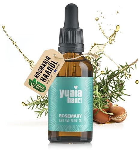 Yuaia Haircare Huile de romarin - Accélère la pousse des cheveux - Serum pousse cheveux 100% pure pour le cuir chevelu et les cheveux | Testée dermatologiquement - Huile de romarin pour cheveux
