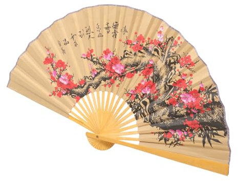 VOSAREA Großer Faltfächer Wanddekoration Chinesisches Wandbehang Vintage-Stil Dekorativ