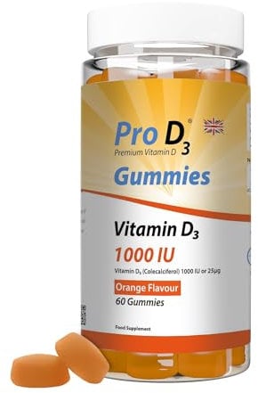 Pro D3 Gummies | High Strength Vitamin D3 1000IU | 60 Gummies | Supports Bone, Teeth & Immune Health | Natural Orange Flavour | Vegetarian | Halal