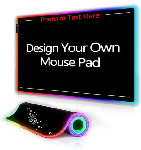Naispanda Custom RGB Gaming Mouse Pad, LED Large Mouse Mats for Desk 350x300 Large Mouse Pad with Non-Slip Rubber Base for Keyboard, Laptop, Desk