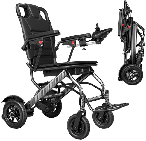 Lightweight Electric Wheelchair, Weighs Only 13 kg Foldable Power Wheelchairs for Adults, Dual Braking System, Intelligent Folding, All Terrain, Travel Size