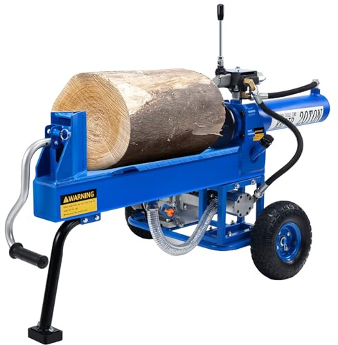 Ezasin Portable Log Splitter 20 Ton, Gas Powered Wood Splitter with 7HP Engine & Hydraulic Pump, Horizontal Full Beam with Auto Return Ram System, Steel Wedge for Firewood Splitting & Forestry Use