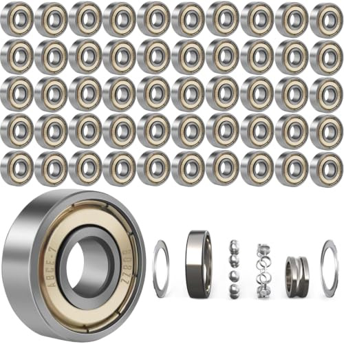 Mockotta 50 Stück 608ZZ Kugellager,Kugellager 608, 8 x 22 x 7 mm Kugellager | 608zz, Metall Double Shielded Miniatur Rillenkugellager, Hohe Geschwindigkeit, Sanftes Rollen für Skateboard, Inlineskate