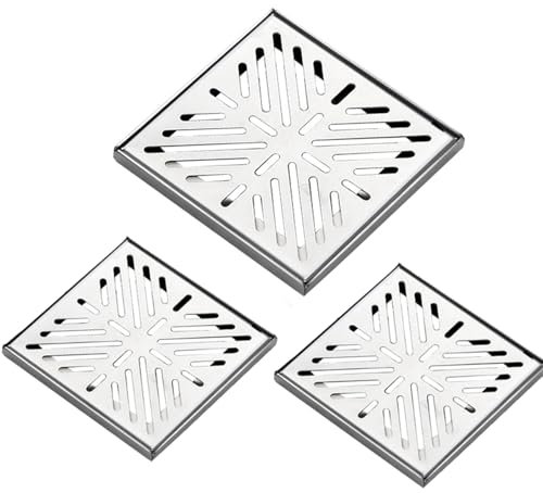 Canaleta de Drenaje Rejilla De Drenaje Cuadrada, Tapa De Rejilla, Cubierta De Drenaje De Acero Inoxidable 304, Tapa De Tolva Con Protección De Hojas Para Drenaje Exterior(D,35x35x1.3cm/13.7x13.7x0.5in